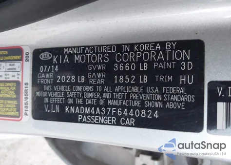2015 Kia Rio Lx from USA, damaged, VIN KNADM4A37F6440824